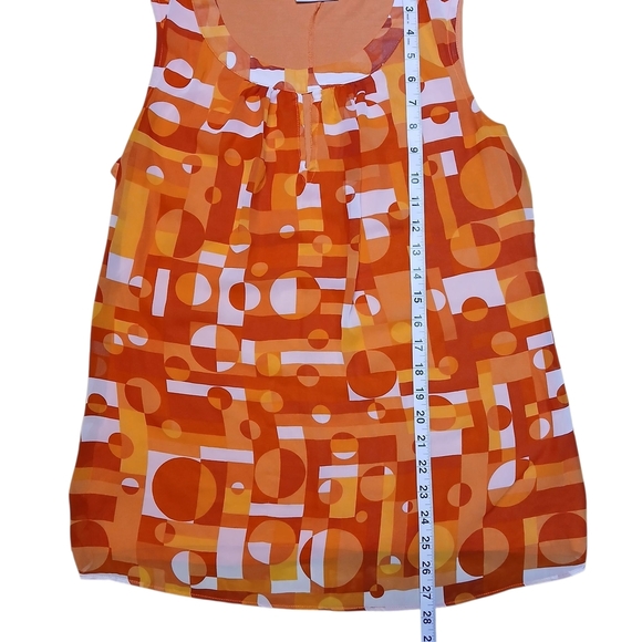 New York & Company Orange Geometric Sleeveless Tank Top - Picture 3 of 7